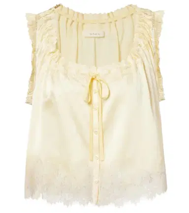 DÔEN Dôen Toulouse lace-trimmed embroidered silk top | Thumbnail 1 DÔEN Dôen Toulouse lace-trimmed embroidered silk top | Thumbnail 1