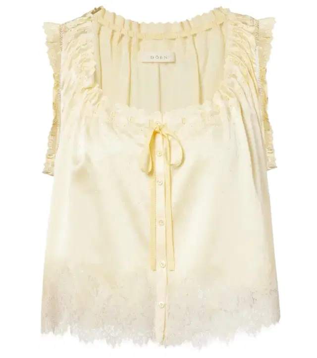 Dôen Toulouse lace-trimmed embroidered silk top