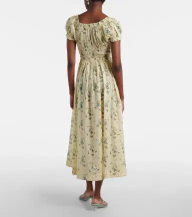 Doen Dôen Ashlynn gathered floral cotton midi dress | Thumbnail 4