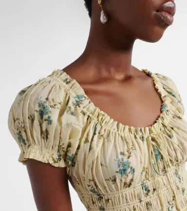 Doen Dôen Ashlynn gathered floral cotton midi dress | Thumbnail 5