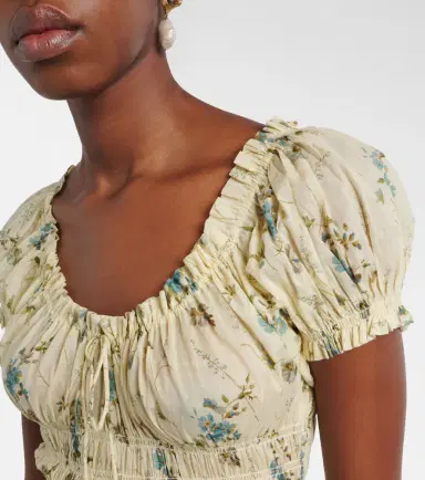 Doen Dôen Ashlynn gathered floral cotton midi dress | Thumbnail 6