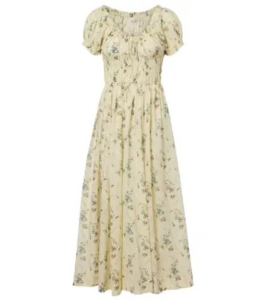 Doen Dôen Ashlynn gathered floral cotton midi dress | Thumbnail 1