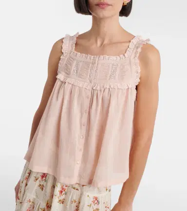 DÔEN Dôen Fidella lace-trimmed cotton top | Thumbnail 2 DÔEN Dôen Fidella lace-trimmed cotton top | Thumbnail 2