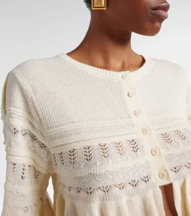 Xu Zhi Cropped open-knit ruffled cardigan | Thumbnail 4