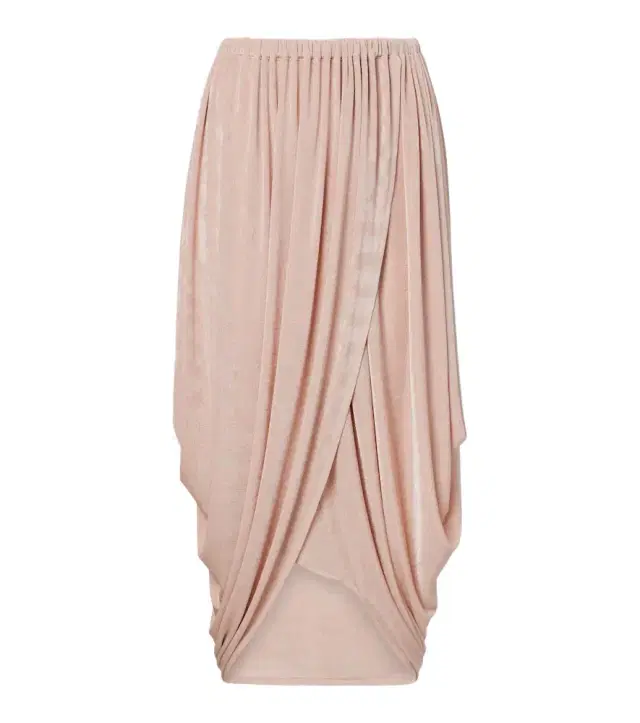 Asymmetric draped midi skirt
