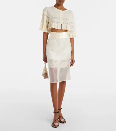 Xu Zhi Lace-trimmed midi skirt | Thumbnail 3