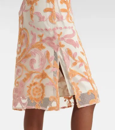Xu Zhi Embroidered velvet and tulle midi skirt | Thumbnail 3