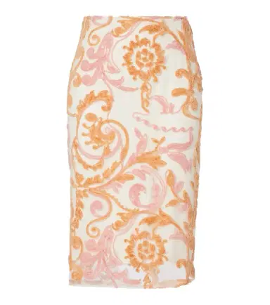 Xu Zhi Embroidered velvet and tulle midi skirt | Thumbnail 1