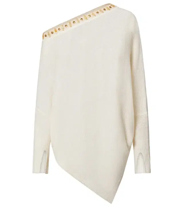 Xu Zhi Beaded asymmetric linen-blend sweater