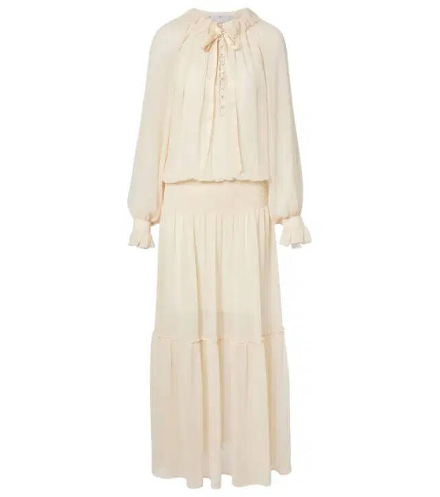 Shirred tie-neck maxi dress