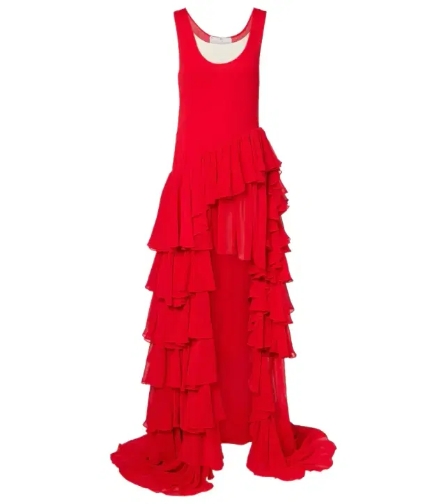 Tiered asymmetric maxi dress