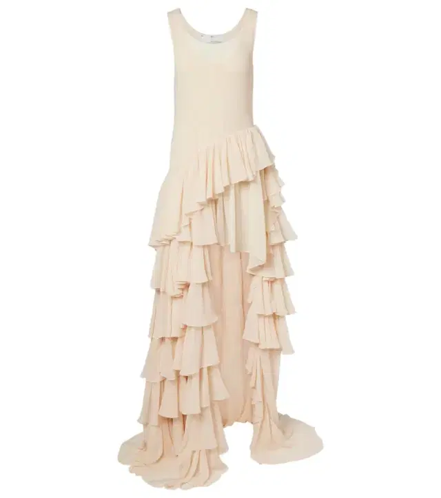 Tiered asymmetric maxi dress