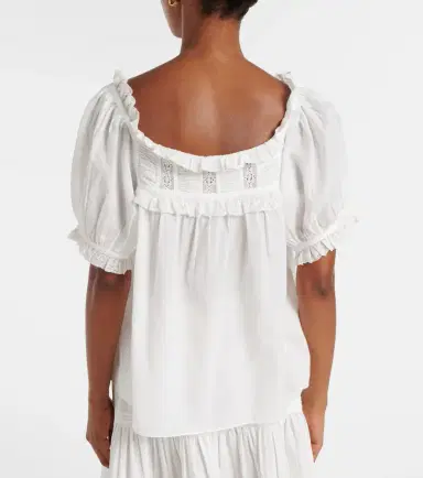 DÔEN Dôen Frances lace-trimmed cotton-blend top | Thumbnail 2