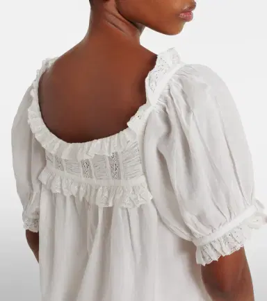 DÔEN Dôen Frances lace-trimmed cotton-blend top | Thumbnail 5