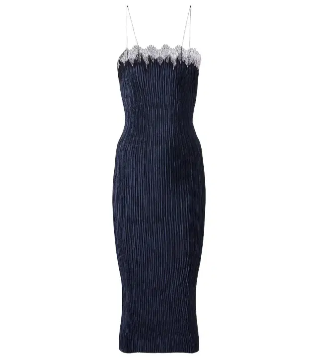 Fforme Lumi lace-trimmed pleated midi dress