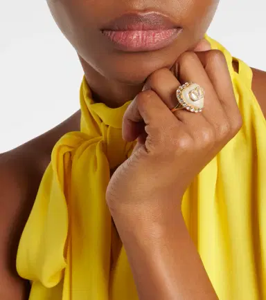 Valentino VLogo faux pearl-embellished ring | Thumbnail 4 Valentino VLogo faux pearl-embellished ring | Thumbnail 4