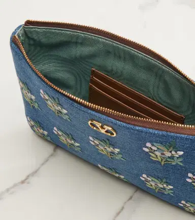 Valentino Garavani VLogo embroidered denim pouch | Thumbnail 4