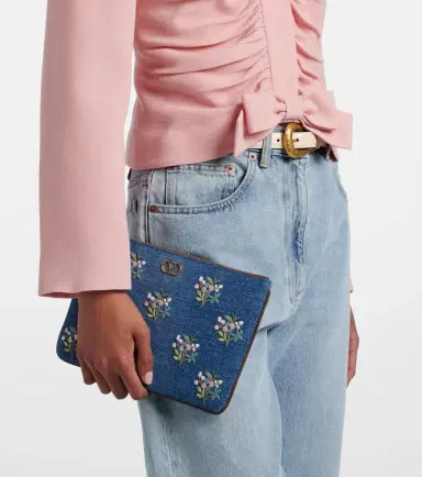 Valentino Garavani VLogo embroidered denim pouch | Thumbnail 6