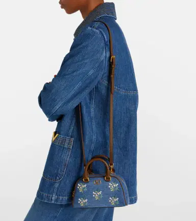 Valentino Garavani VLogo Mini floral denim top-handle bag | Thumbnail 5 Valentino Garavani VLogo Mini floral denim top-handle bag | Thumbnail 5