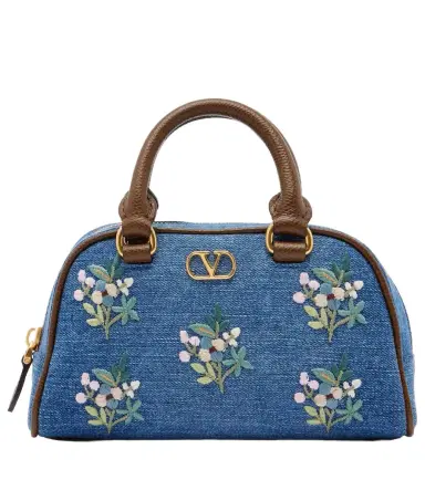 Valentino Garavani VLogo Mini floral denim top-handle bag | Thumbnail 1 Valentino Garavani VLogo Mini floral denim top-handle bag | Thumbnail 1