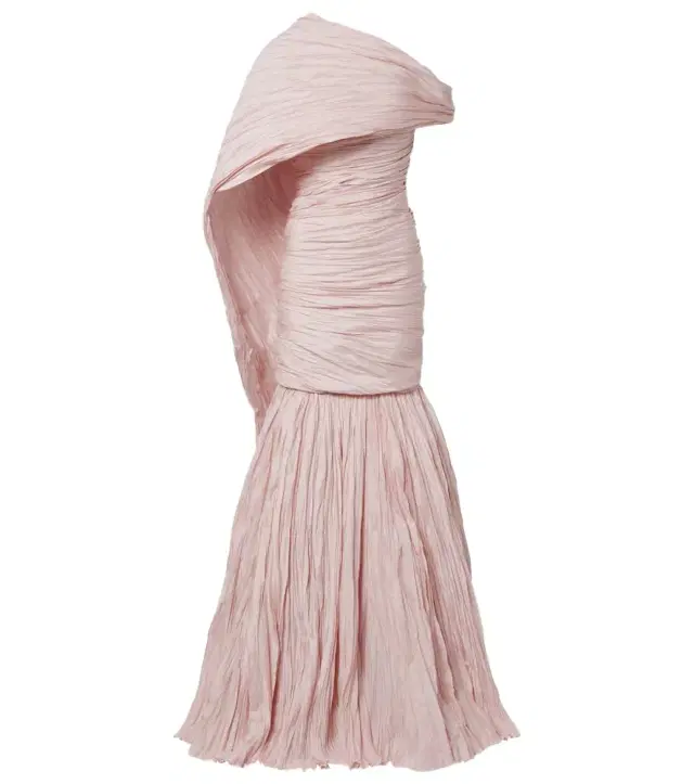Marmar Halim Pleated taffeta bustier gown and cape set