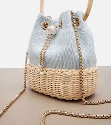 Jimmy Choo Bon Bon Small canvas and wicker bucket bag | Thumbnail 3 Jimmy Choo Bon Bon Small canvas and wicker bucket bag | Thumbnail 3