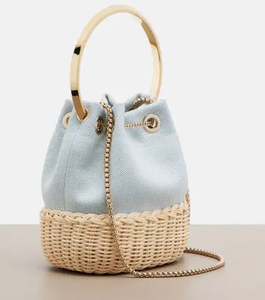 Jimmy Choo Bon Bon Small canvas and wicker bucket bag | Thumbnail 4 Jimmy Choo Bon Bon Small canvas and wicker bucket bag | Thumbnail 4