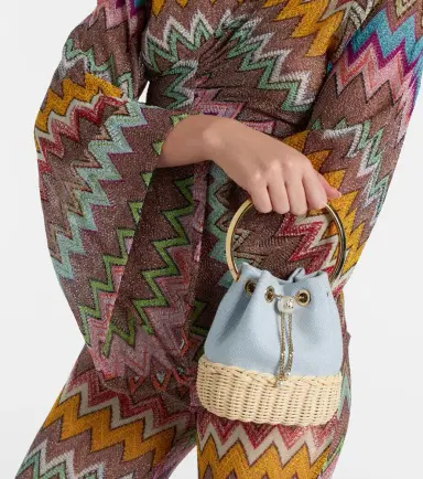 Jimmy Choo Bon Bon Small canvas and wicker bucket bag | Thumbnail 7 Jimmy Choo Bon Bon Small canvas and wicker bucket bag | Thumbnail 7