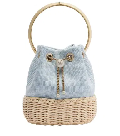 Jimmy Choo Bon Bon Small canvas and wicker bucket bag | Thumbnail 1 Jimmy Choo Bon Bon Small canvas and wicker bucket bag | Thumbnail 1