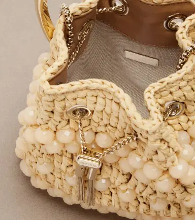 Jimmy Choo Bon Bon Small beaded raffia bucket bag | Thumbnail 2