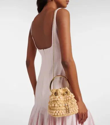 Jimmy Choo Bon Bon Small beaded raffia bucket bag | Thumbnail 5