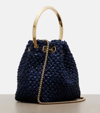 Jimmy Choo Bon Bon Small raffia-effect bucket bag | Thumbnail 2