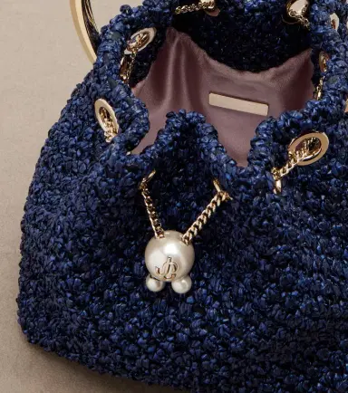 Jimmy Choo Bon Bon Small raffia-effect bucket bag | Thumbnail 3