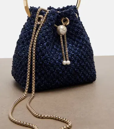 Jimmy Choo Bon Bon Small raffia-effect bucket bag | Thumbnail 4