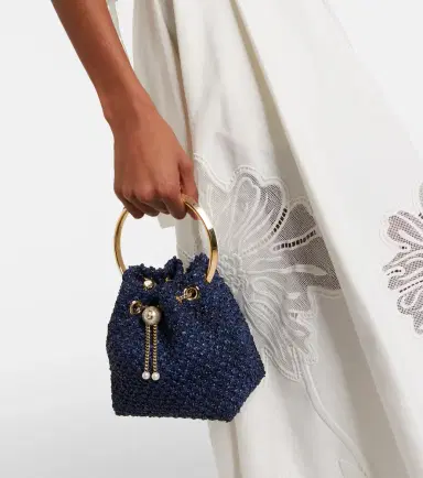 Jimmy Choo Bon Bon Small raffia-effect bucket bag | Thumbnail 5