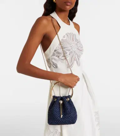 Jimmy Choo Bon Bon Small raffia-effect bucket bag | Thumbnail 6