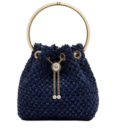 Jimmy Choo Bon Bon Small raffia-effect bucket bag | Thumbnail 1