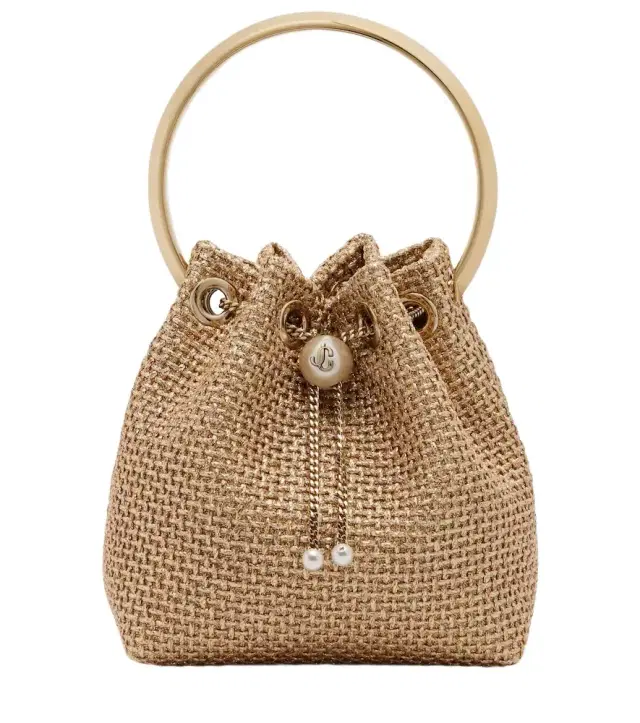 Bon Bon Small raffia-effect bucket bag