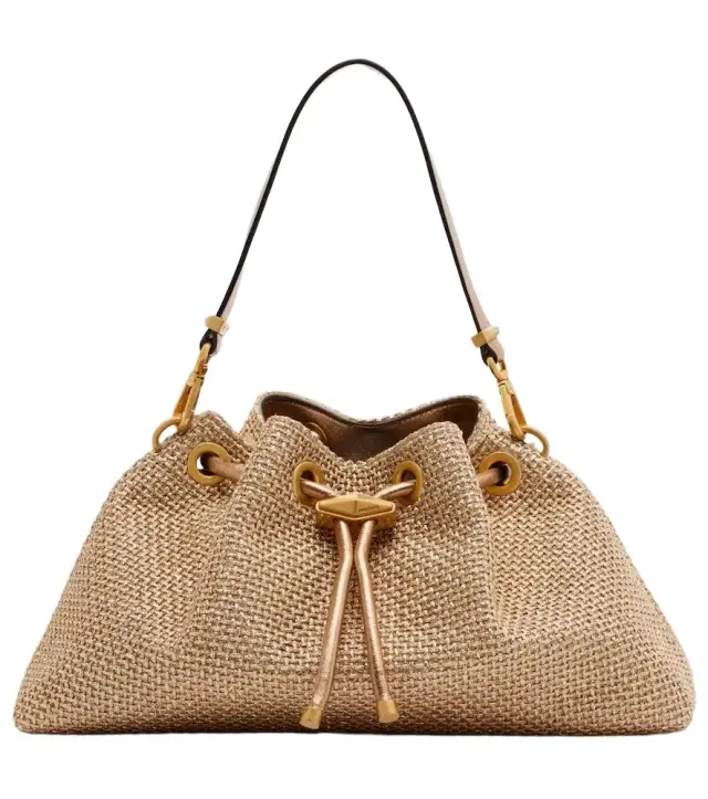 Jimmy Choo Cinch Small raffia-effect tote bag