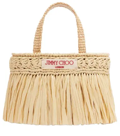 Jimmy Choo Mini fringed raffia top-handle bag | Thumbnail 1 Jimmy Choo Mini fringed raffia top-handle bag | Thumbnail 1