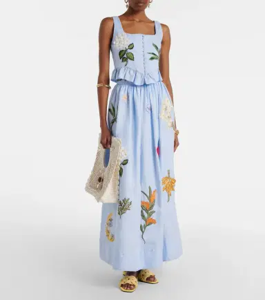 Agua by Agua Bendita x Andrea Wild Tangelo linen maxi skirt | Thumbnail 2