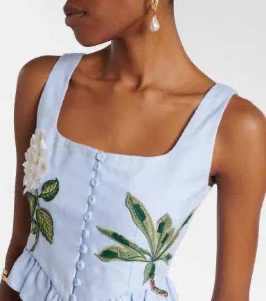Agua by Agua Bendita x Andrea Wild Eslabón linen crop top | Thumbnail 5