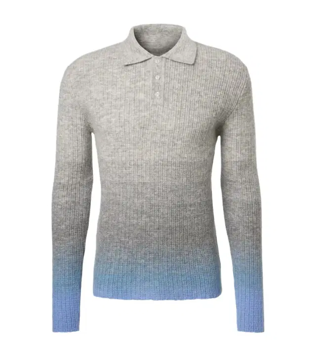 Gradient mohair-blend polo sweater