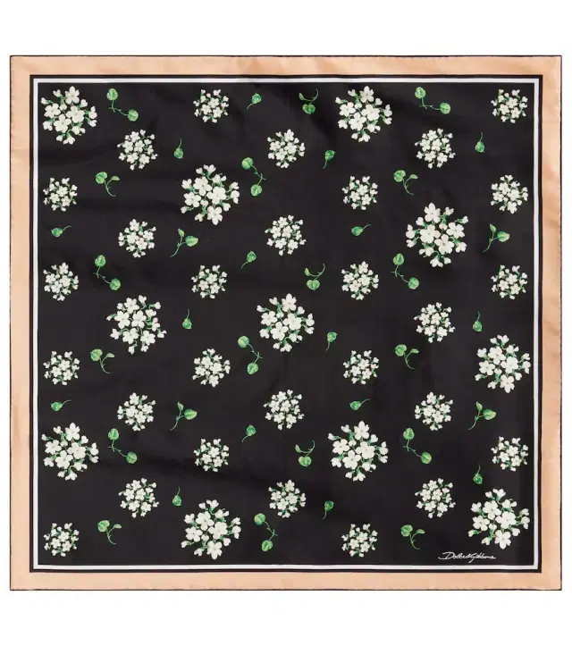 Floral silk twill scarf