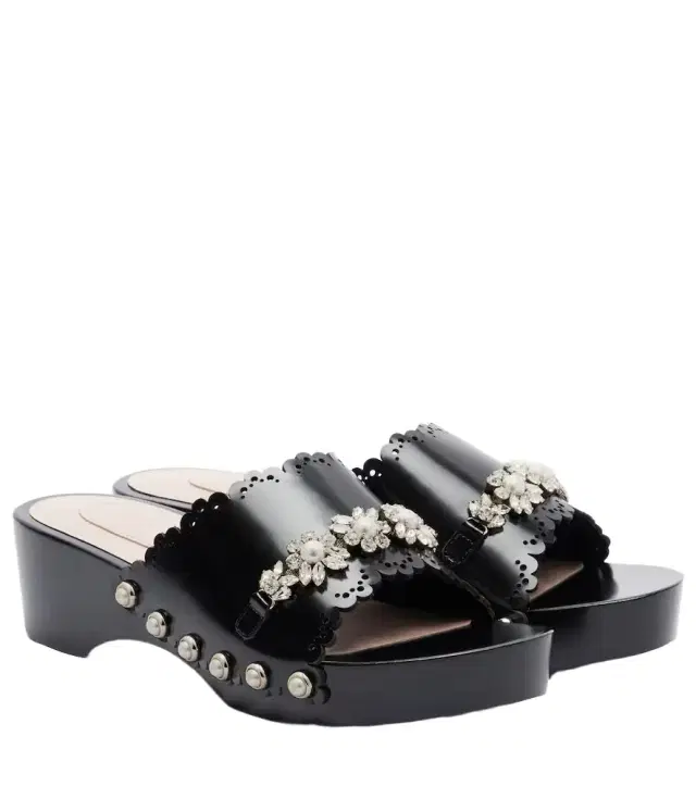 Simone Rocha Embellished leather clogs