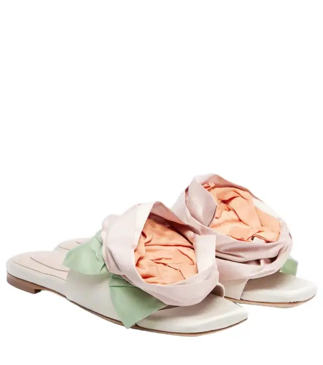 Simone Rocha Floral-appliqué satin slides