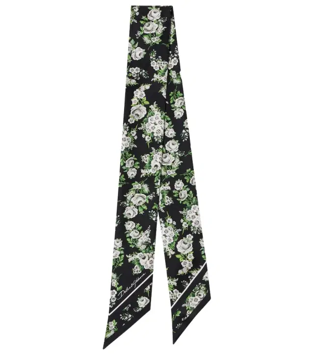 Floral silk twill scarf