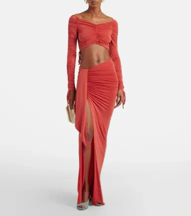 Balmain Draped jersey maxi skirt | Thumbnail 3