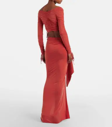 Balmain Draped jersey maxi skirt | Thumbnail 4