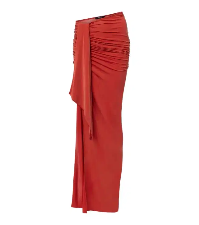 Draped jersey maxi skirt